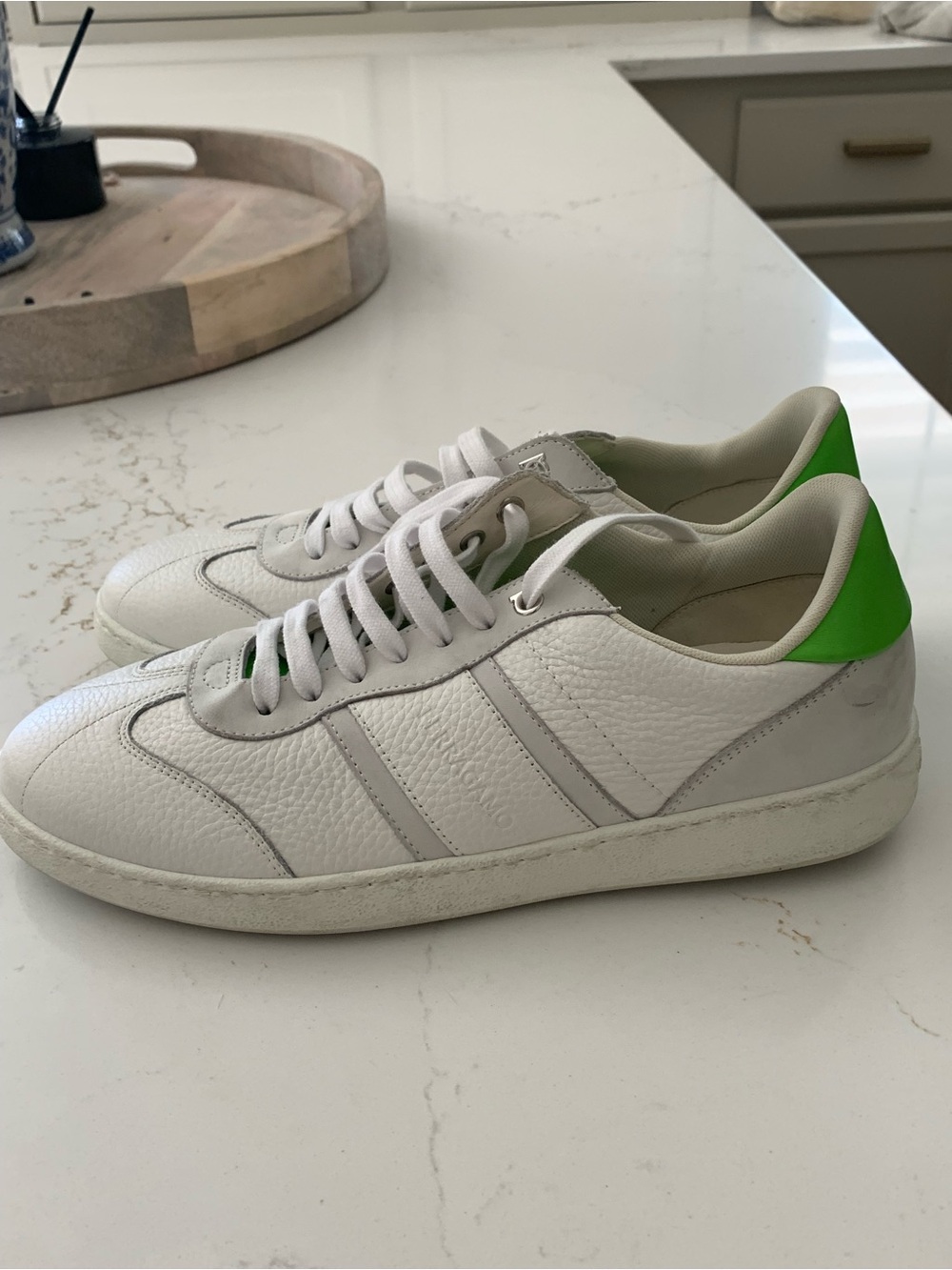 Ferragamo Men's Achille 1 Leather Low-Top Sneakers Size 7.5 M